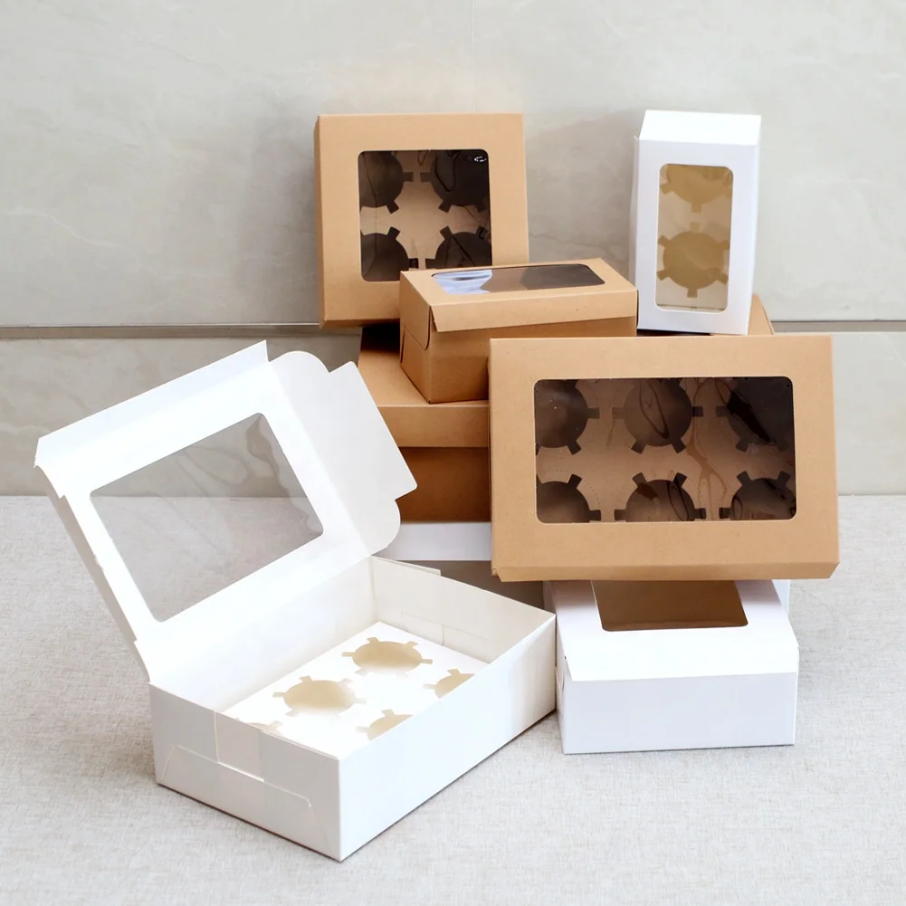 Cupcake Box Window White Box Packaging Cupcake