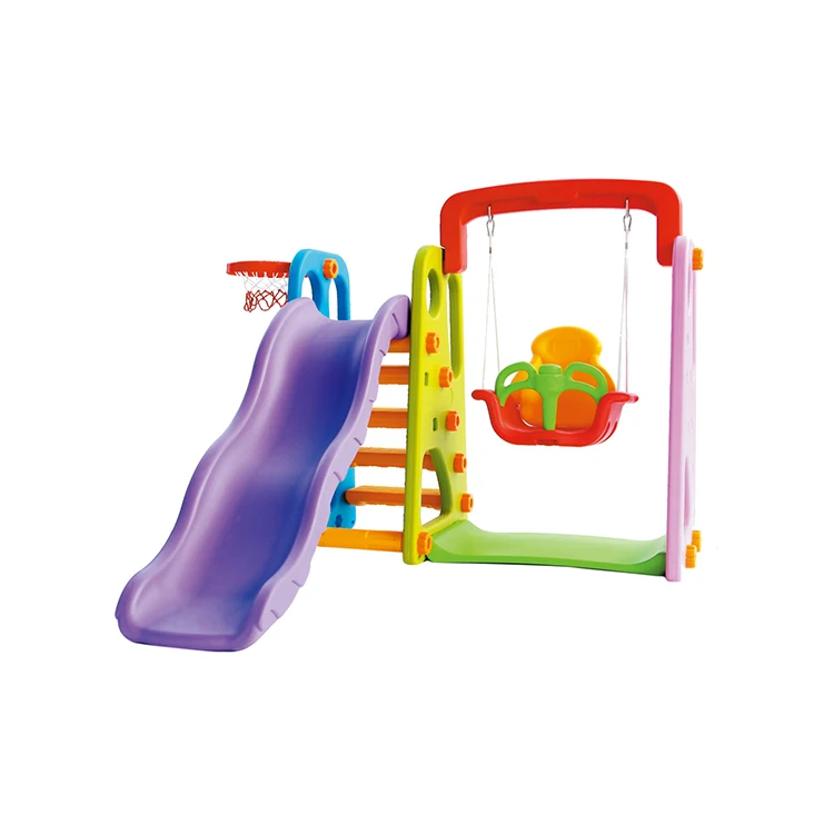 Различные цвета multi стиль детские Крытый пластиковые волнистые слайд с качели и баскетбол обруч