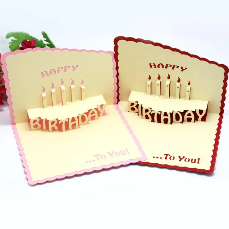hot sales Custom Gold Foil 3d Birthday Greeting card Thank You Cards with Logo