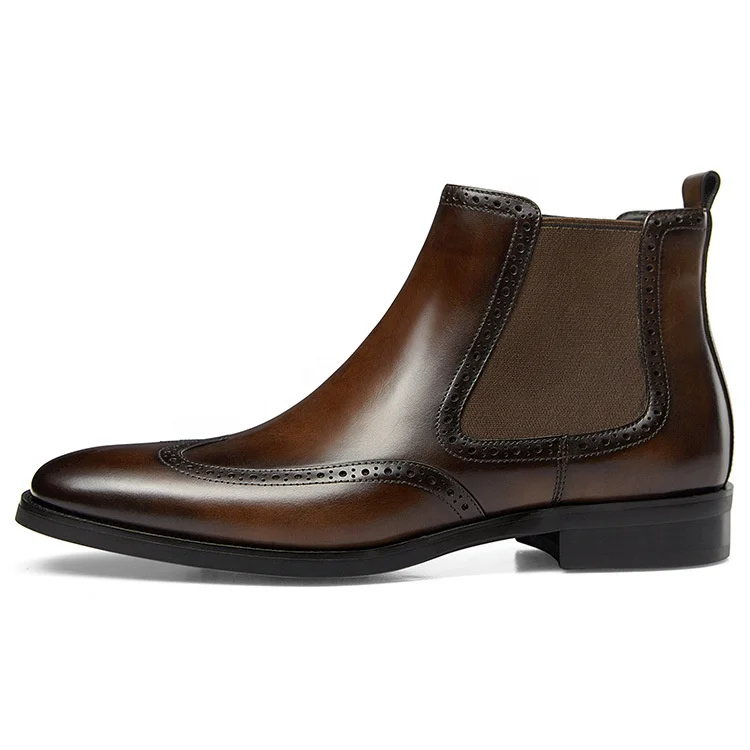 High Quality Designer Formal Boots Shoes Men Hot Sale Genuine Leather Branded Boots Men 2024 New Arrival Party Boots for Men