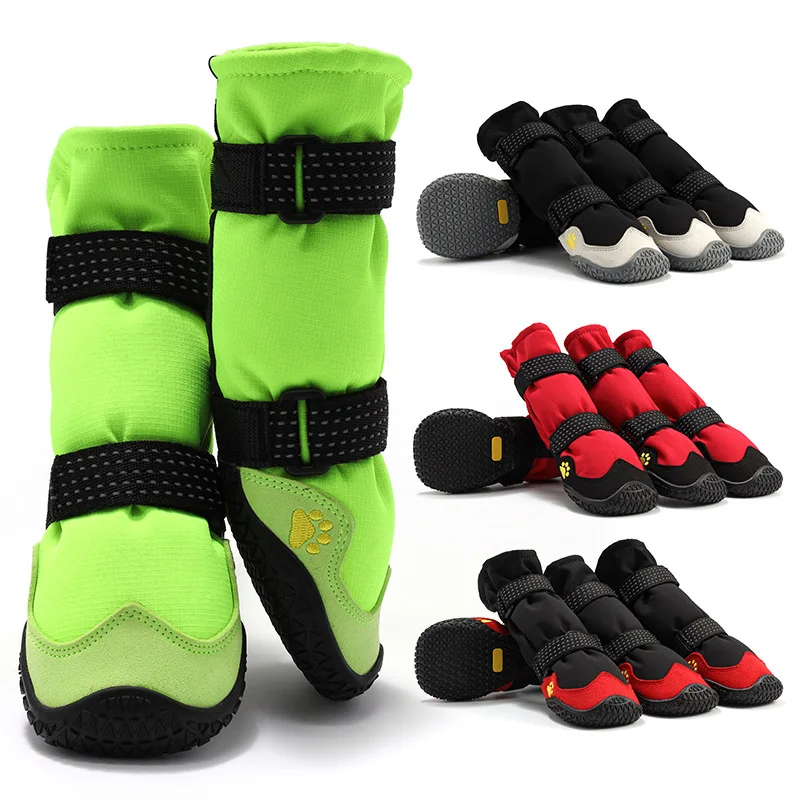 Pet Dog Shoes Dogs Boots Sneakers for Outdoor Anti-Slip Rain Boot Long-tube Dog Shoes 4Pcs