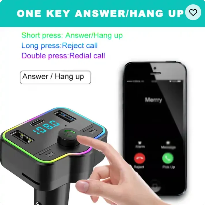 PD QC Dual USB C 3.1A Wireless handsfree Audio Car Mp3 Player car Kit Fast Charger BT Fm transmitter modulator for Car