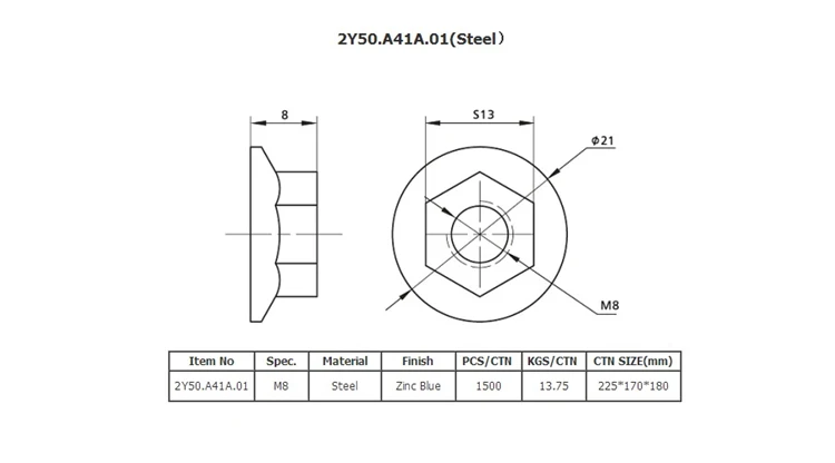 M6 M8 Wholesale High Quality T Block Square nuts Flange Nuts Zinc Blue Steel Fastener