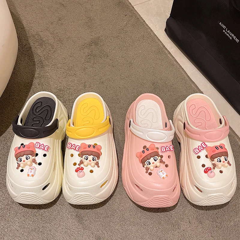 High-heeled  female summer wear thick soles increase fashion beach beach baotou non-slip sandals female