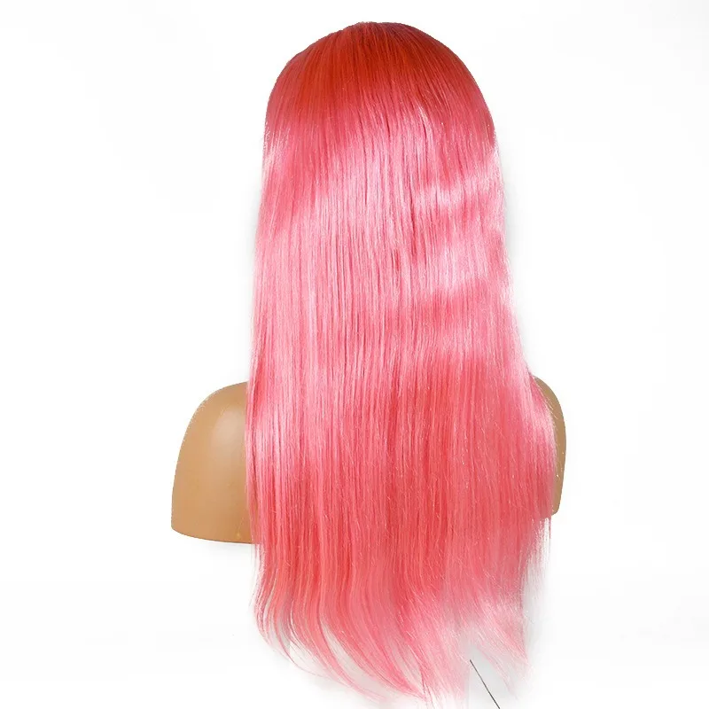Xuchang Fuxin Ombre Color Human Hair Full Lace Front Pink Wig Brazilian Hair Swiss Lace Wig Remy Hair Silky Straight Wave Long