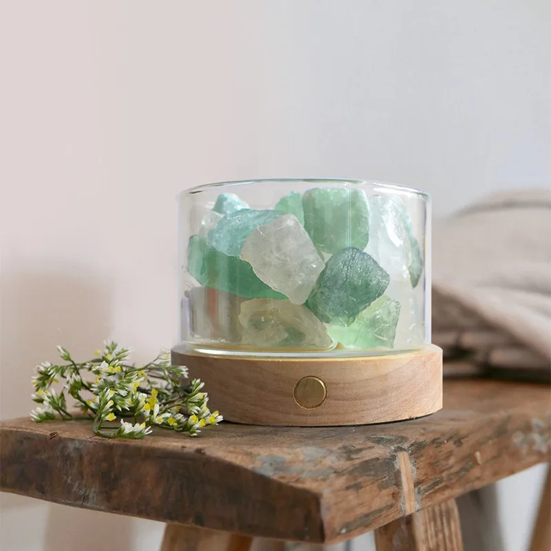 Aromatherapy Crystal Diffuser Stone Indoor Fragrance Crystal Stone Glass Cup Ornaments with Lamp Base Home Decoration