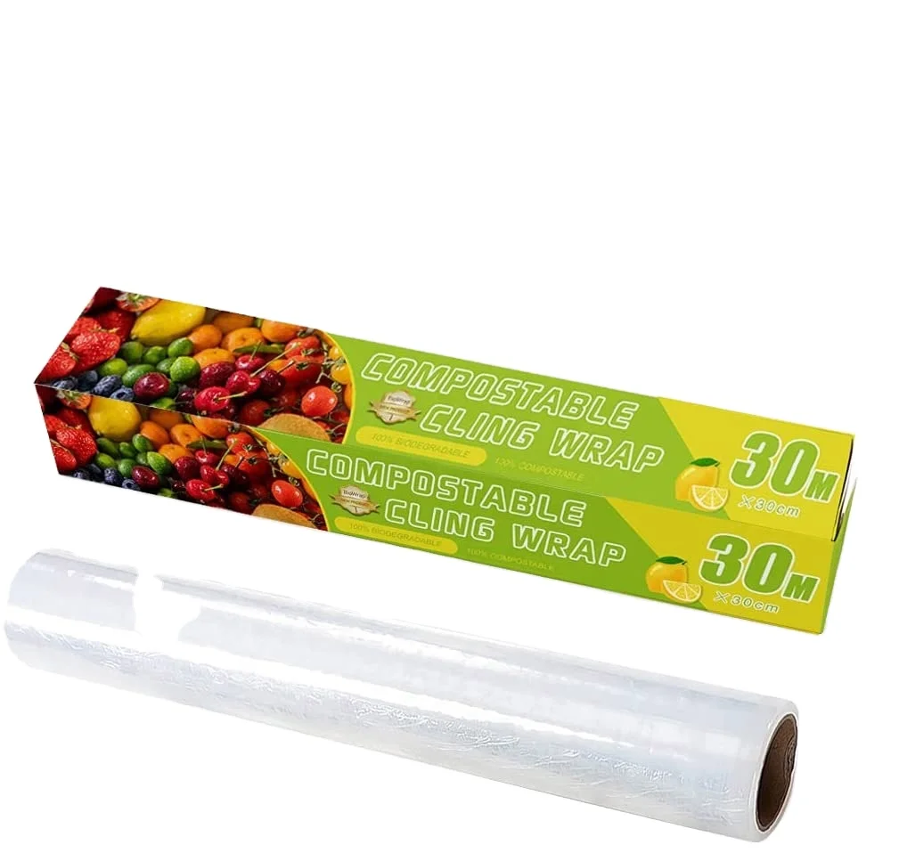 Transparent Plastic Film Roll for Restaurant Cooked Food Packaging Customized Size 9/10/11 Mic PVC PE Stretch Wrap Film Roll