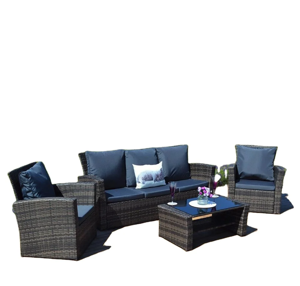 Недорогой уличный плетеный диван со стальной рамой для любой погоды, садовая мебель из ротанга, диван Harbo