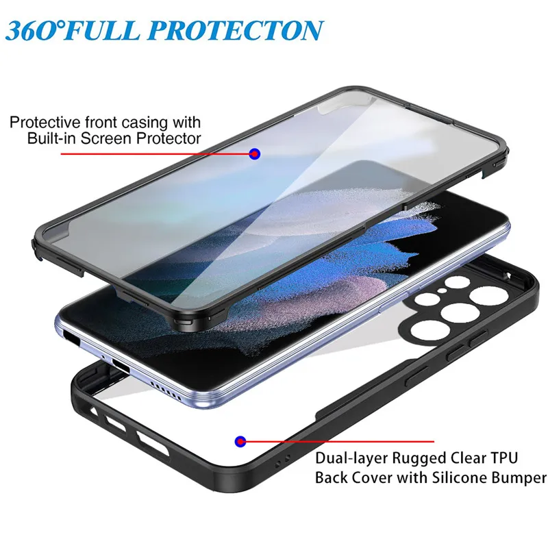 360 Full Body Protection Case For Samsung Galaxy S22 Ultra S21FE S23 Plus A13 A32 A52 A72 A53 A73 Front Screen Shockproof Cover