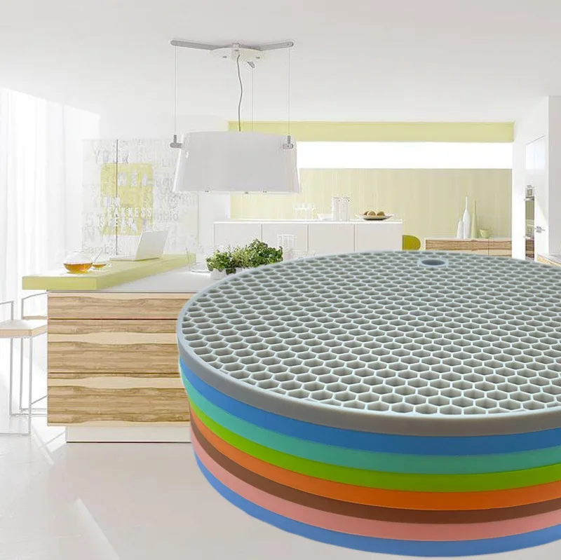 Food-grade Honeycomb Heat Insulation Pad Placemat Circle Coffee Cup Pan Table Trivet Non-slip Square Silicone Hot Pot Mat