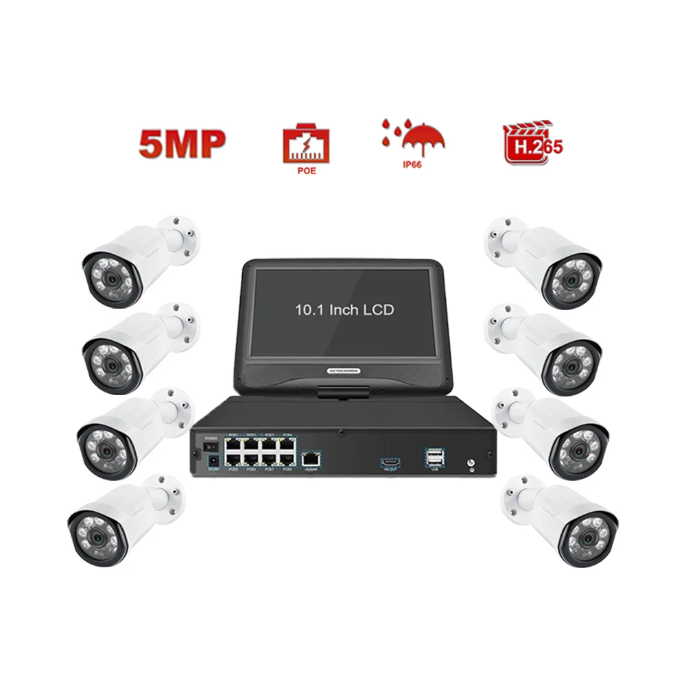 Поставщики наружная система безопасности Cctv домашнее видеонаблюдение 3mp 5mp камера 4ch 8ch Poe Nvr комплект Ip Camara набор