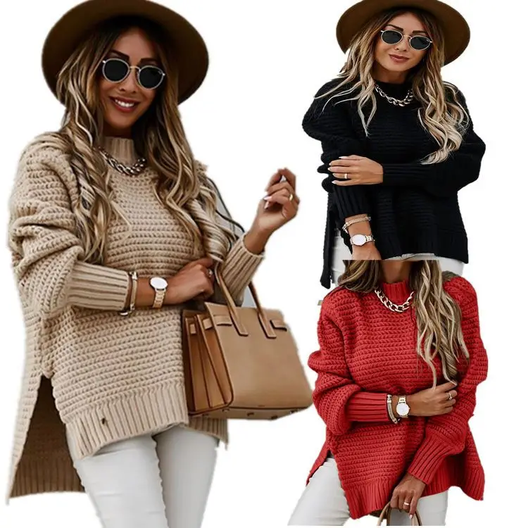 S-3XL  Autumn/Winter Loose and Lazy Style Long Sleeve Pullover Knitted Sweater for Women