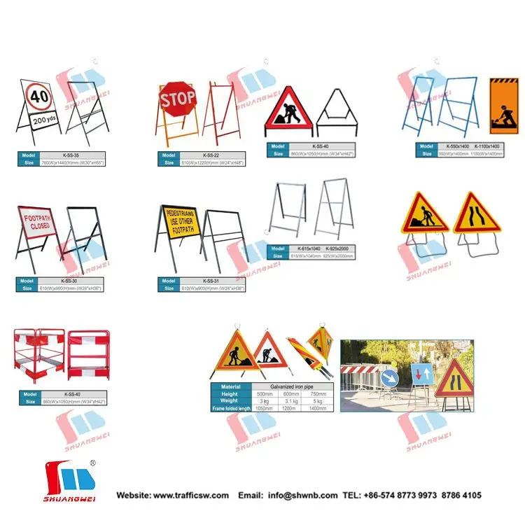 100(W)x1400mm Work Ahead Roadway Road Safety Construction Portable Traffic Sign Stand Street Pavement Sign Stand