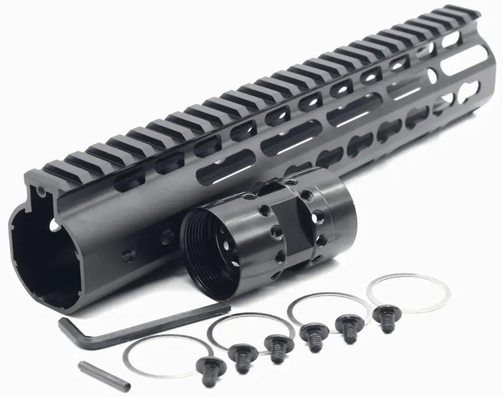 10' NSR forend Black Free Float AR15 KeyMod Handguard Rail Mount System with Steel Barrel Nut fits .223 / 5.56 rifles