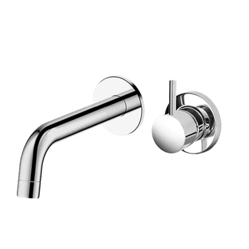 Concealed Modern Design Matte  Wall Mounted Double Holes Brass Wash Basin Faucet Brushed Nickel tap