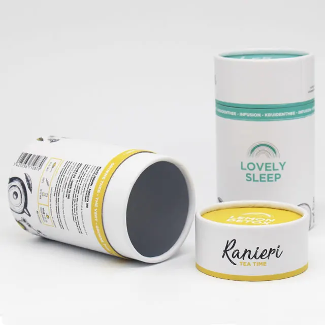 Custom High quality food grade round recycled paper tube cardboard packaging box for tea packaging luxury