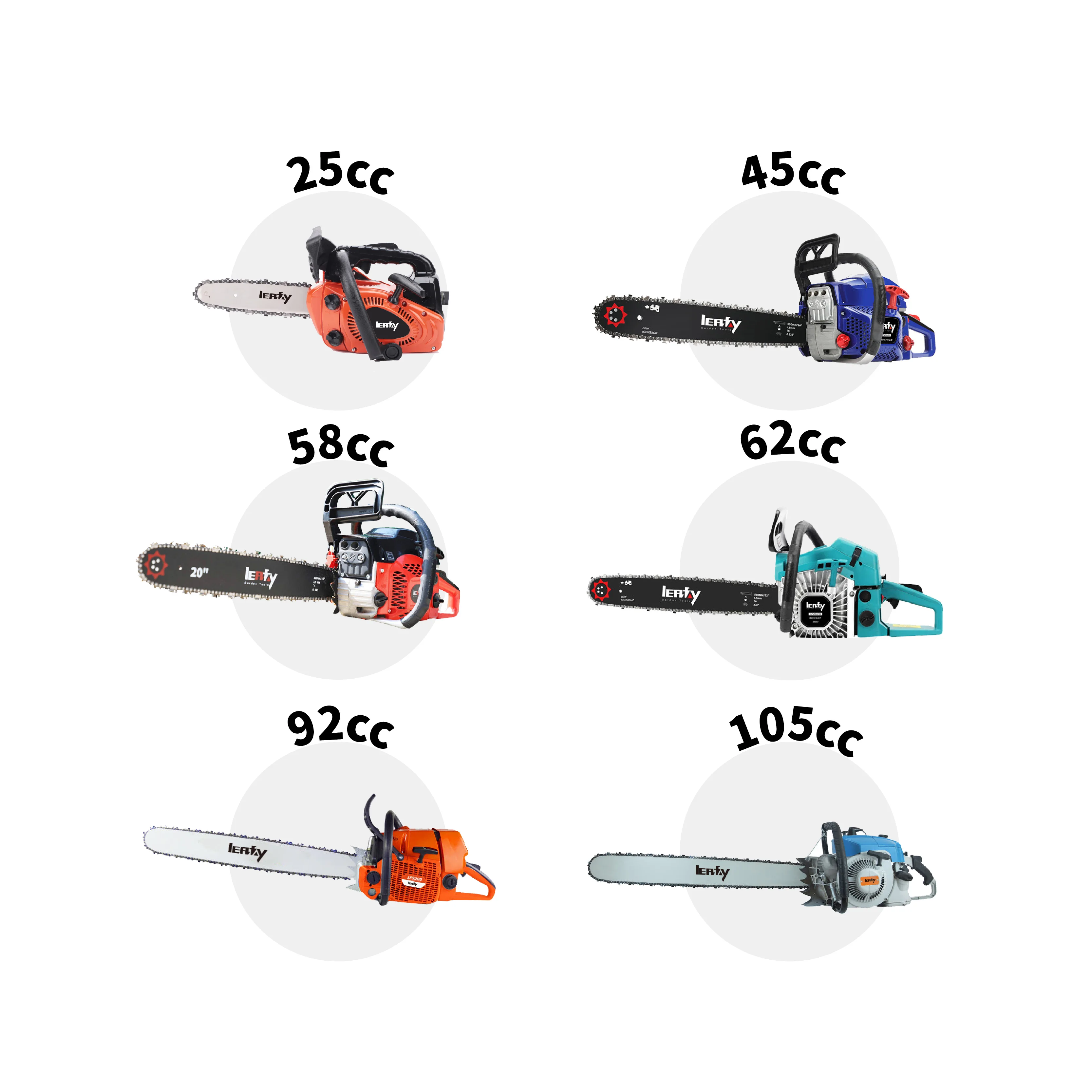 25/45/58/62/92/105CC Petrol Chain Saw Machine Price 12 Inch Gasoline Chainsaw Cutting Wood With Tool Kit