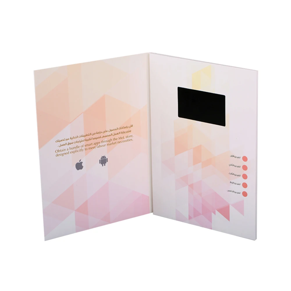 Best seller 4.3 inch LCD tft panel mini video greeting card handmade paper craft business gift video brochure