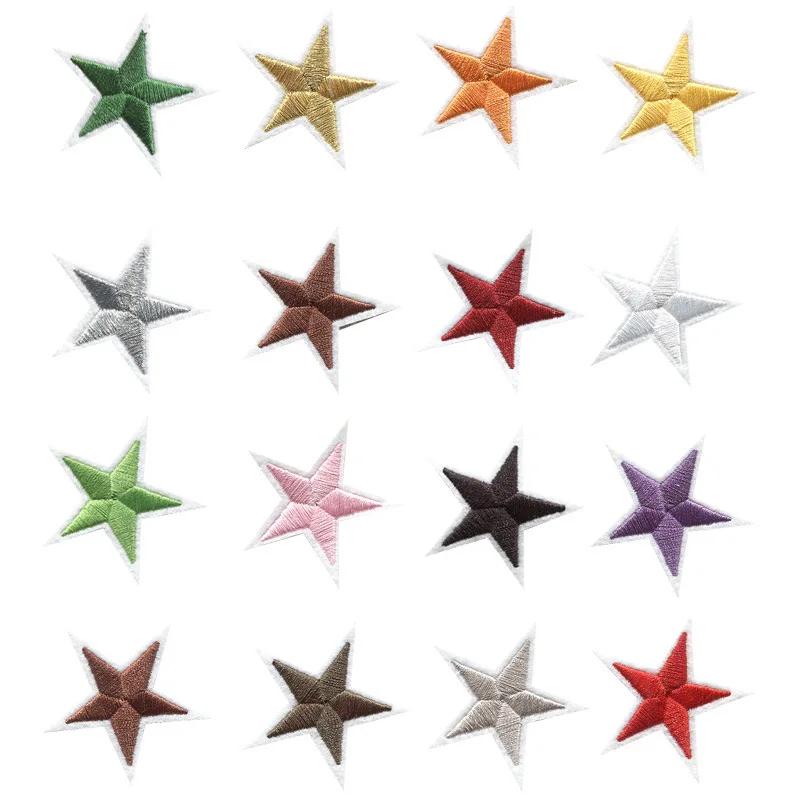 Hot Sale In Stock Felt Base Embroidery Patch Different Colors Iron On Star Patches For Clothing