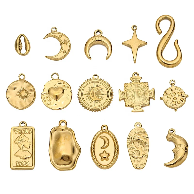 Stainless Steel Cross Pendants Sun Moon Stars Small Pendant Retro Necklace Bracelet Jewelry Accessories