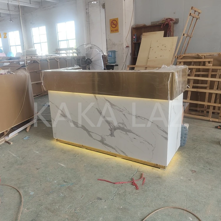 salon reception desk Reception desks available in custom sizes golden marble reception desk