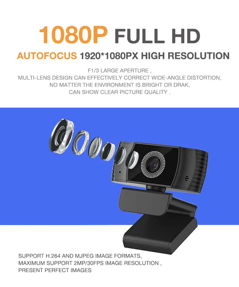 USB PC 1080P Встроенный микрофон видео потоковое Авто фокус