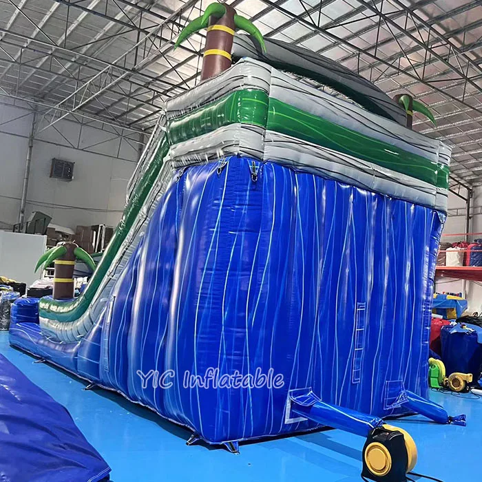 Factory Direct Tropical Inflatable Waterslide with Palm Tree Design - Air-Powered Bounce House & Water Slide Combo for Kids