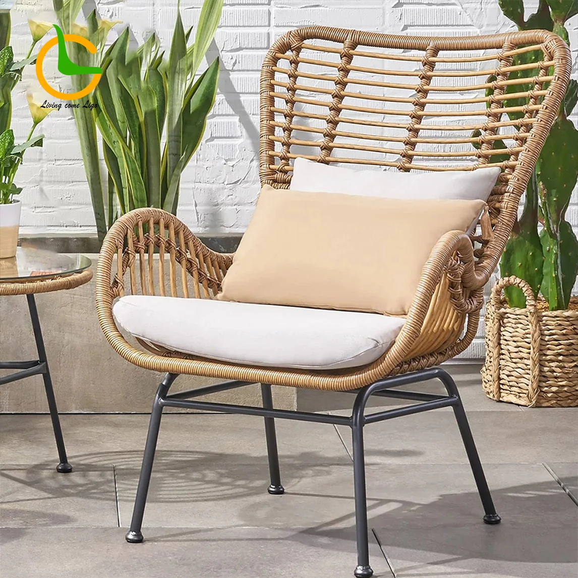 Top Seller Outdoor Balcony Furniture Chairs Wicker Rattan Patio Set Bistro Garden Set For Coffee Shop French Style Ratan Chairs