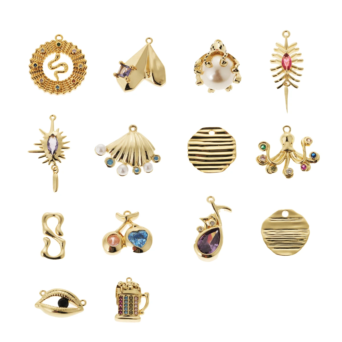 Wholesale Crystal Pearl Design Jewelry Accessories Copper Charms For Necklace Bracelet Jewelry Making