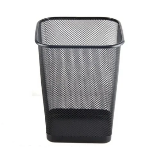 Modern Square Mesh Wastebasket Trash Can Bedroom Office Garbage Paper Clutter Waste Basket Black Color Wire Office Waste Bin