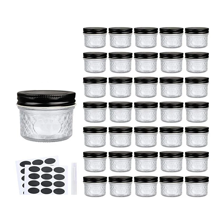 Пустая прозрачная многоразовая стеклянная банка 100 мл 3 унции с тиснением