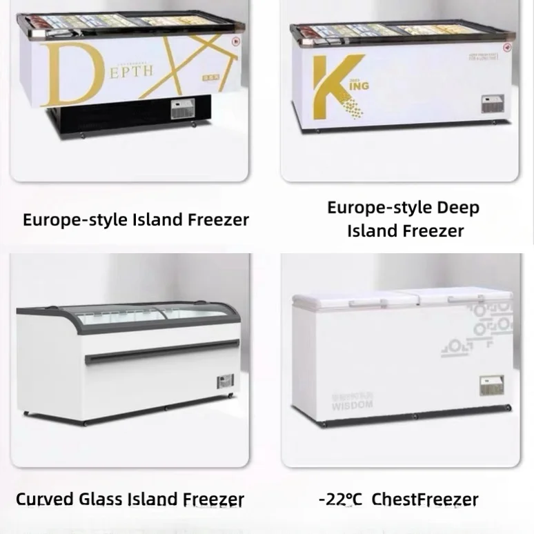 8- Display island freezer deep island freezer commercial refrigerated display cabinet supermarket barbecue island freezer