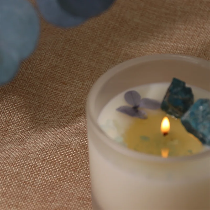Healing Herbal Crystal Candle Calming Energy Relaxation Scents Soy Wax Candles