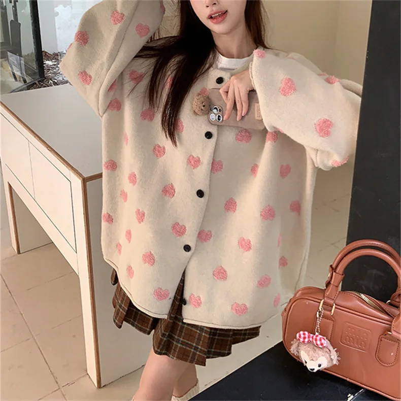 Women plus size custom fit round neck open chest heart shape cable knit sweater coat