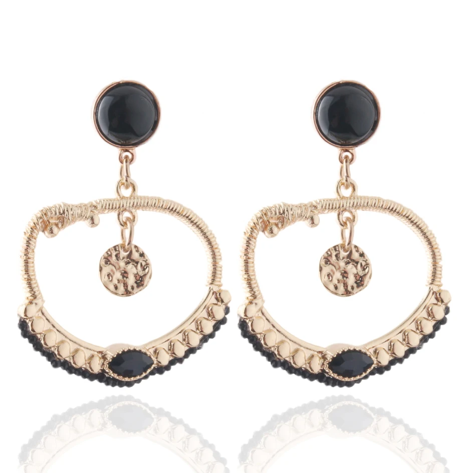 NeeFu WoFu Drop Natural Stone Crystal Charm Earring Dangle Zinc Alloy Large Long Brinco Manual Ear Accessories