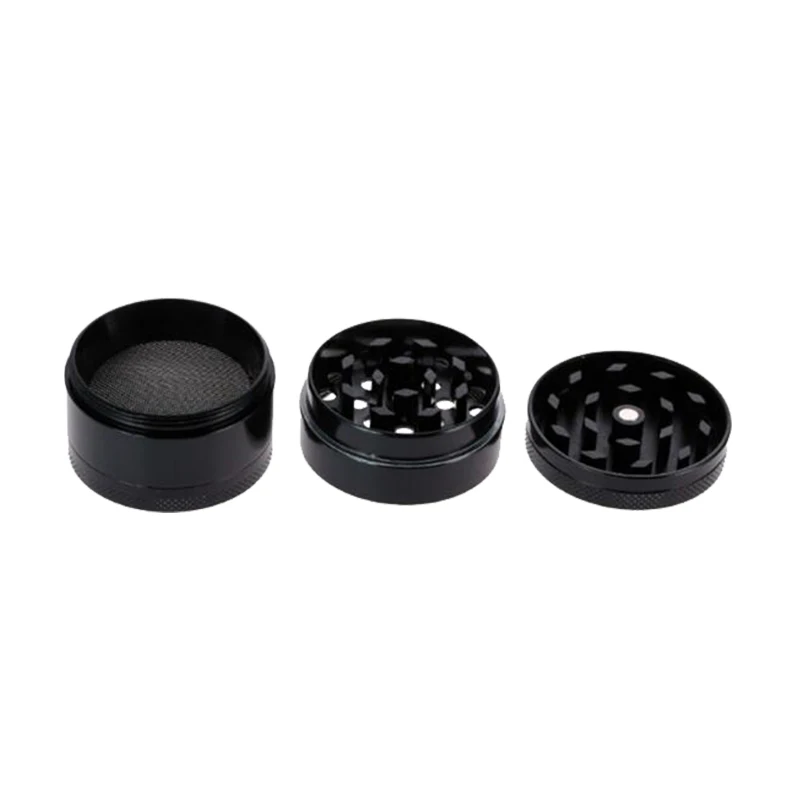 Wholesale custom herbal grinder metal zinc alloy 40mm 50mm 55mm 63mm 4 layers black herb grinder dry spice tobacco grinder