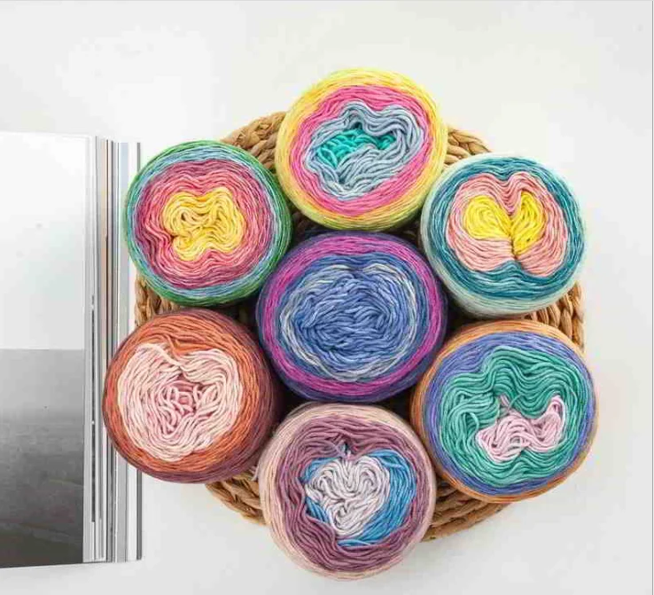 Charmkey Cotton Acrylic hand knitting rainbow crochet yarn cake