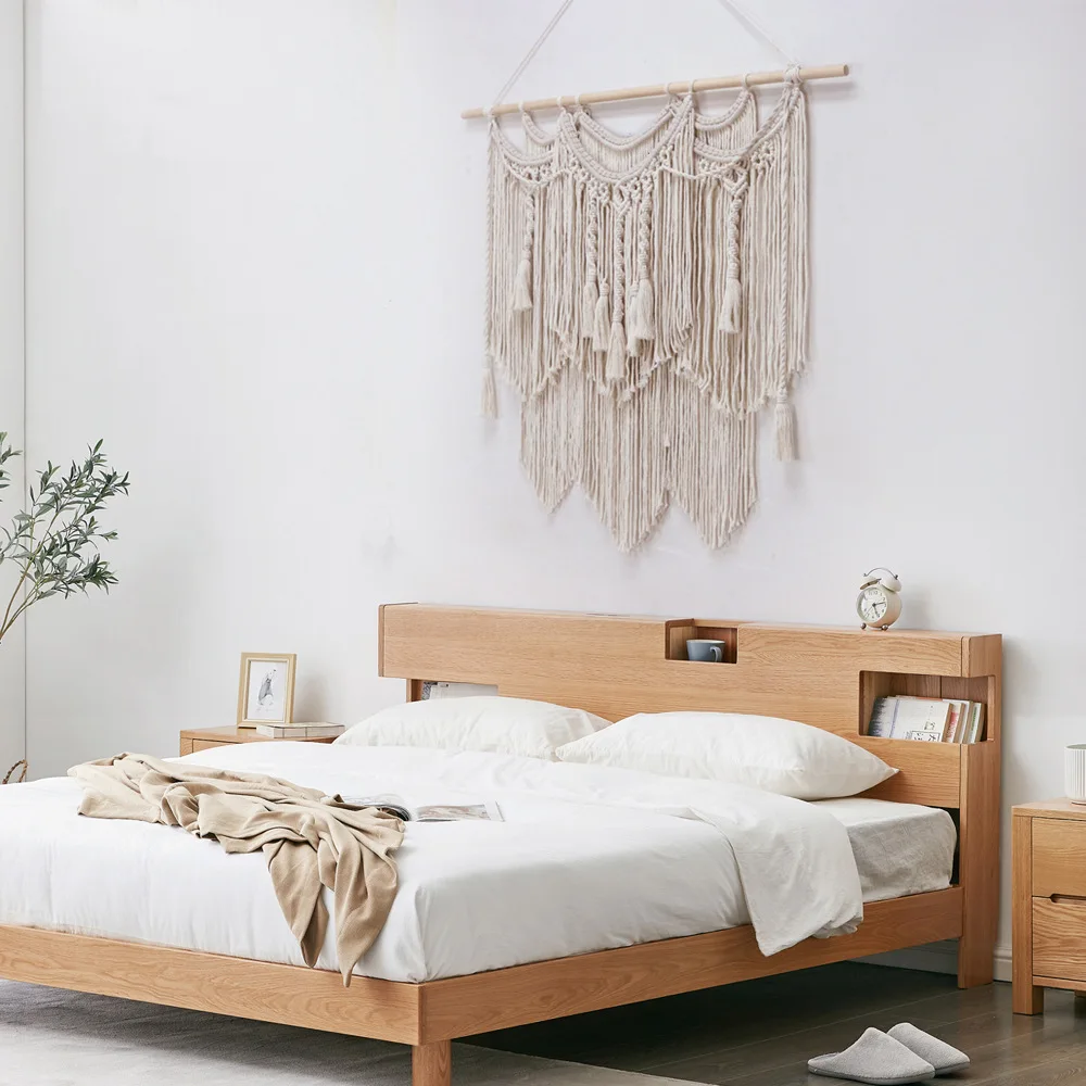 Custom Boho Tapestry Woven Wall Decor Wall Hanging Cotton Tassel Tapestry Macrame Curtain Beige Chic Bohemian Wall Art for Home