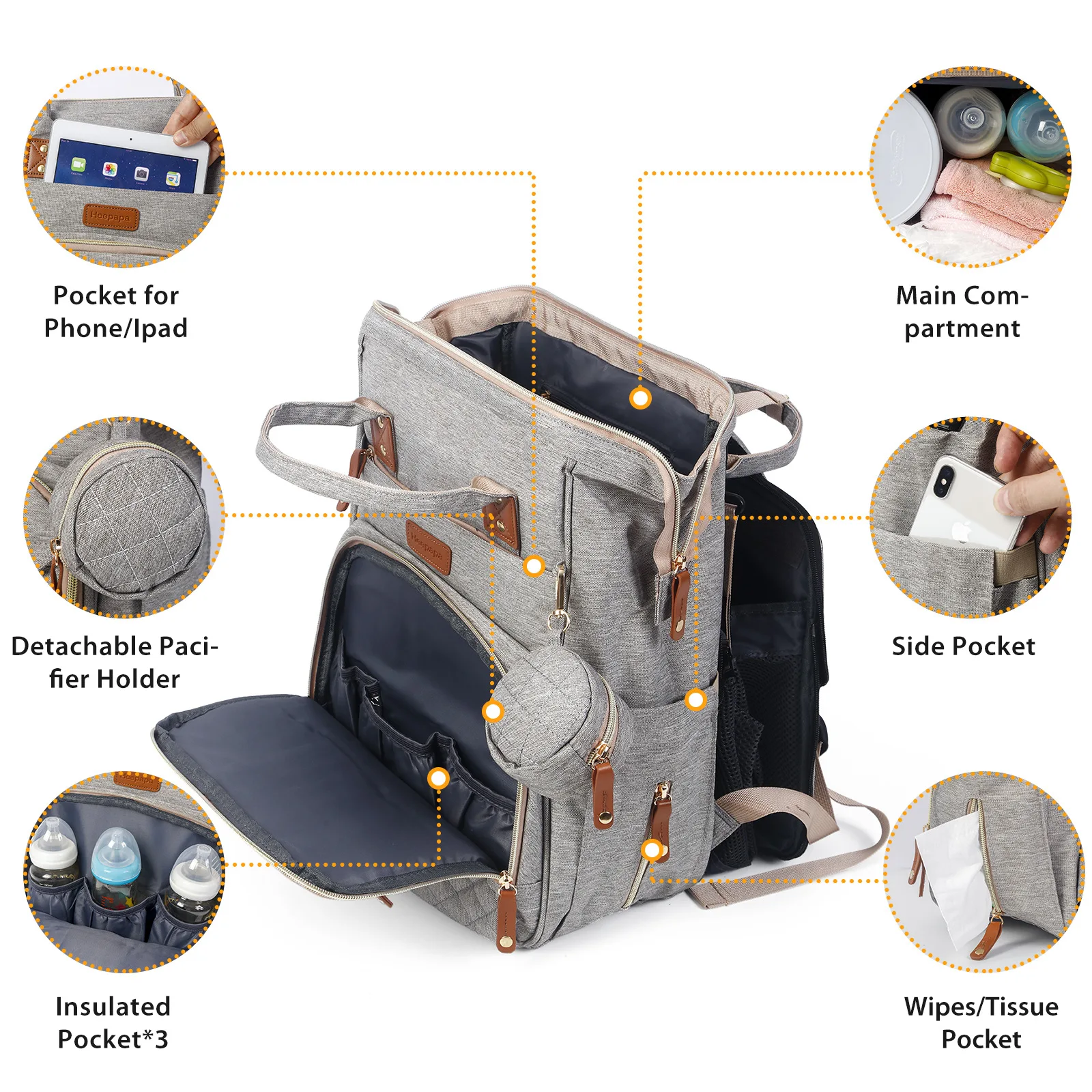 Customized Large Capacity Mommy Bag Backpack Mother and Baby Bag Outdoor Travel Baby Supplies Sorting Bag