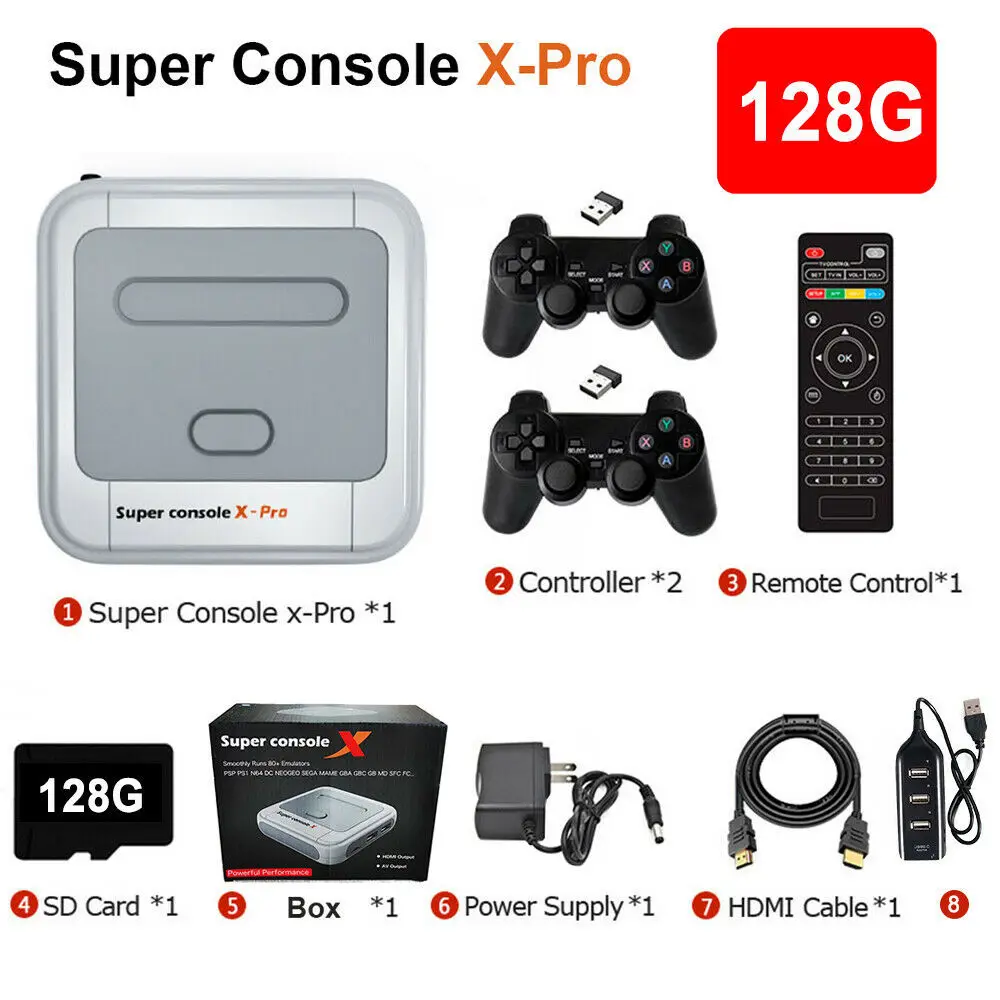 Best WiFi Consoles 30000 Games Downloads Kid 4K HD TV Retro Consoles Super Console X Pro Video Game Console For PSP/N64/DC/PS