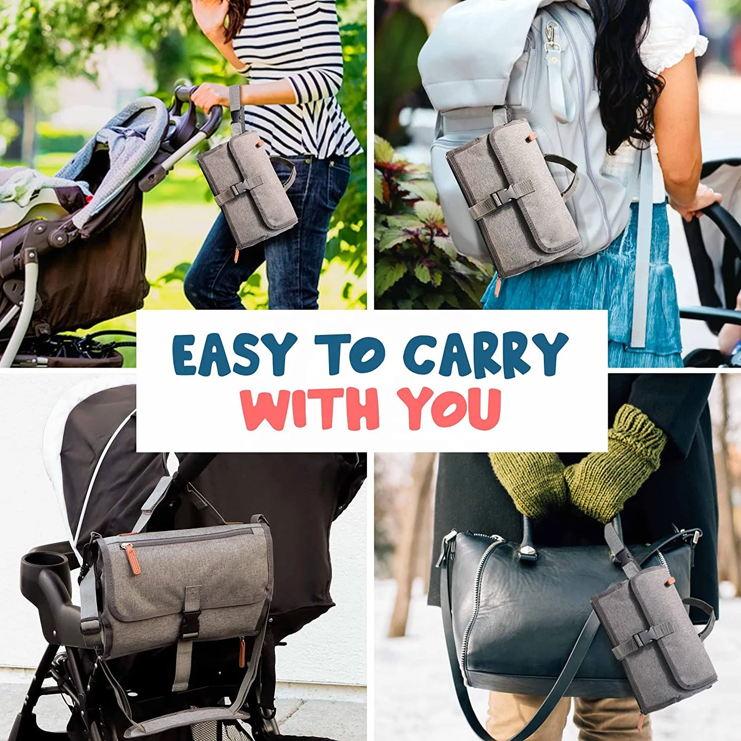 Portable Diaper Changing Pad Waterproof Baby Portable Changing Pad for Baby with Smart wet Pocket