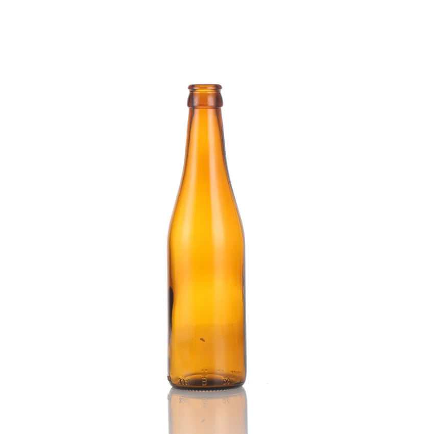 Hot Sell amber clear tan Empty 330ml 12oz Glass Beer Bottle for Sparkling Wine Alcohol Juice Beverage with metal Crown Lid