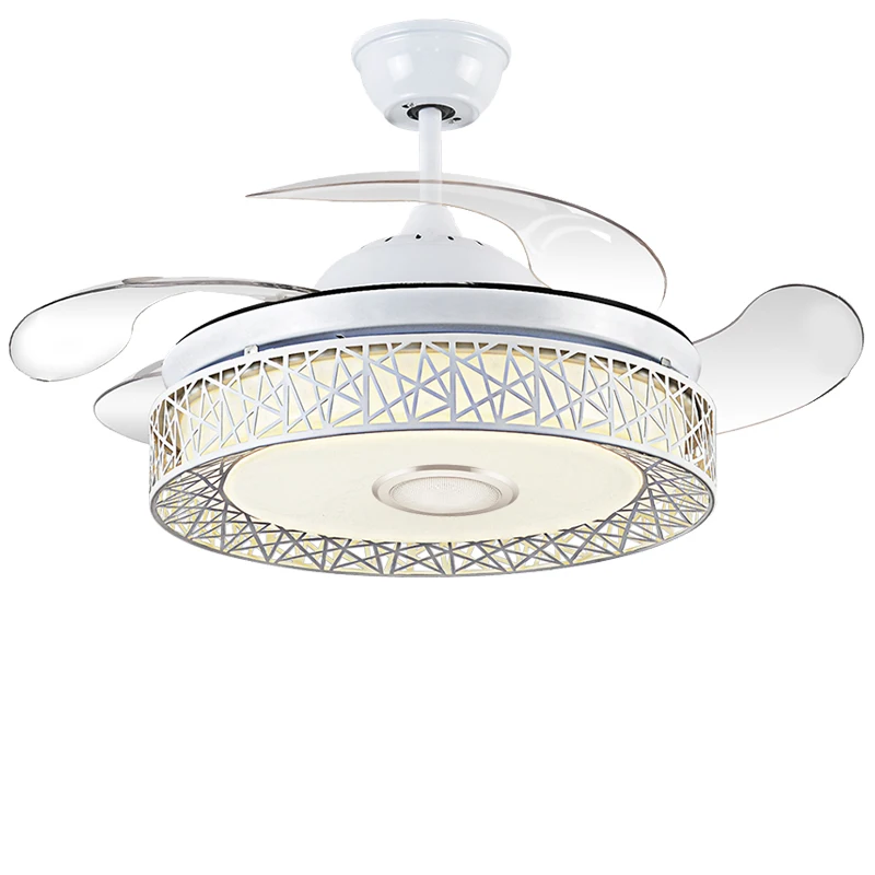 Abs Body Fan Light 42 inch retractable remote control ceiling fan with light LED modernwith fan