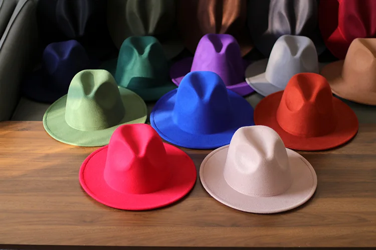 HT-652 Ретро Широкий Стильный Fedora шляпы для женщин оптовая продажа 2022 Модные 100% шерстяного войлока фетровая