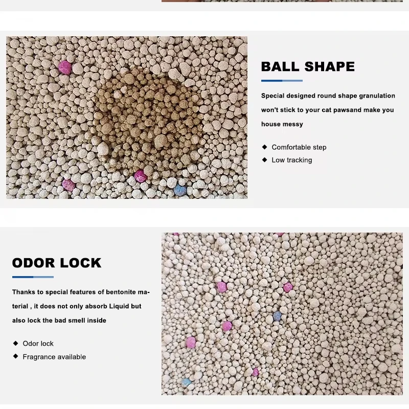Factory Direct Sale Super Care Bentonite Activated Carbon Ball Shape Cat Litter With Strong Agglom