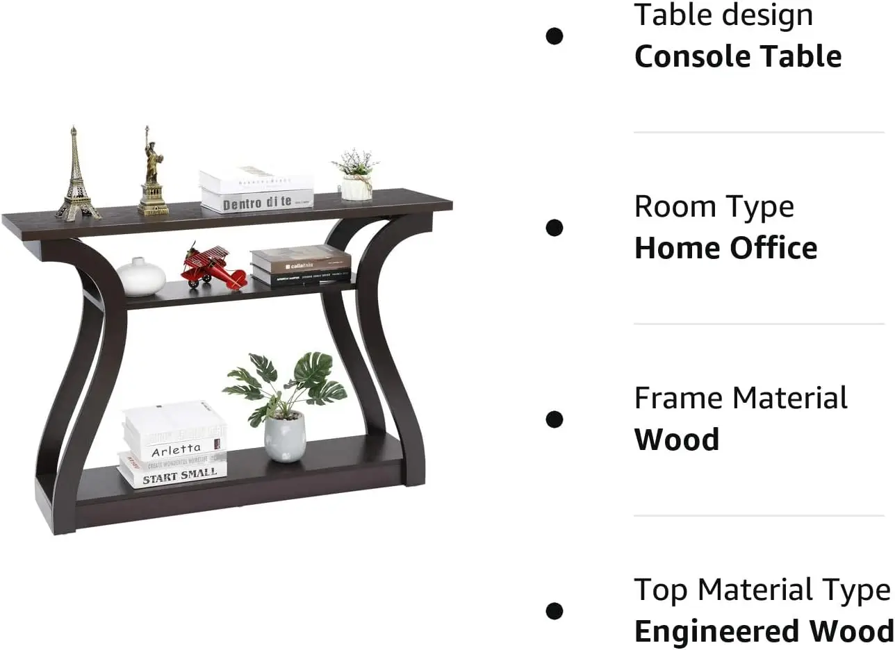 3 Tier Console Table Narrow Sofa Table Decorative Side Table Accent Modern Furniture