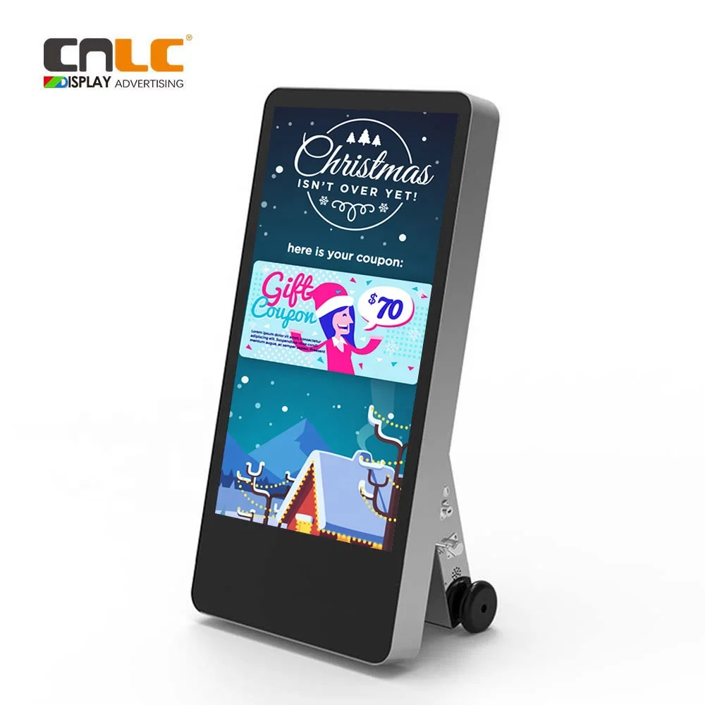 55 inch battery powered Retail supermarket portable outdoor digital signage LCD display