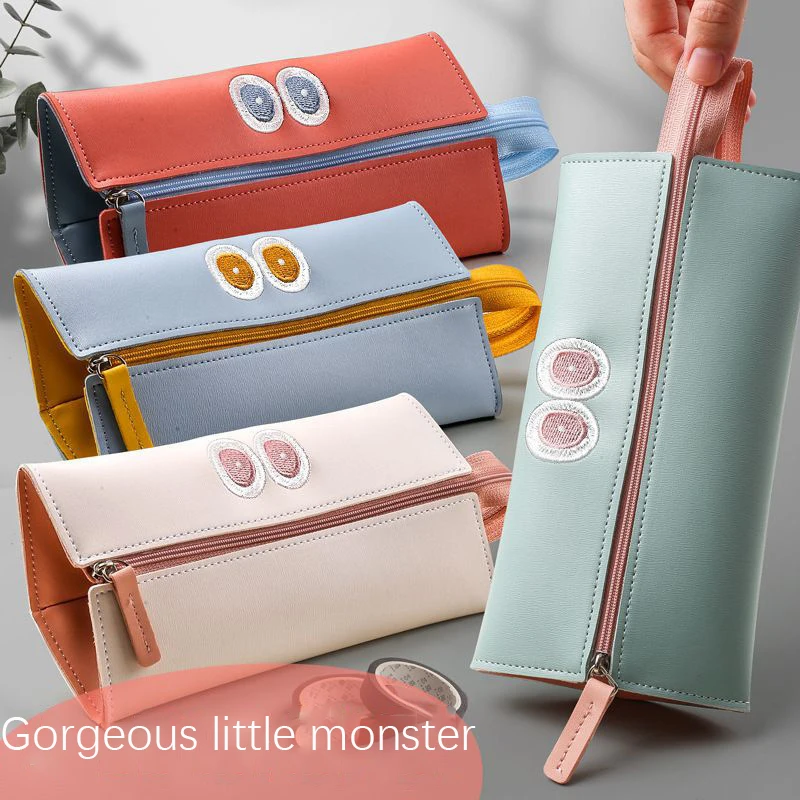 Net red ins tide student pencil bag high-value little monster pencil bag personality stationery box Japanese pencil bag