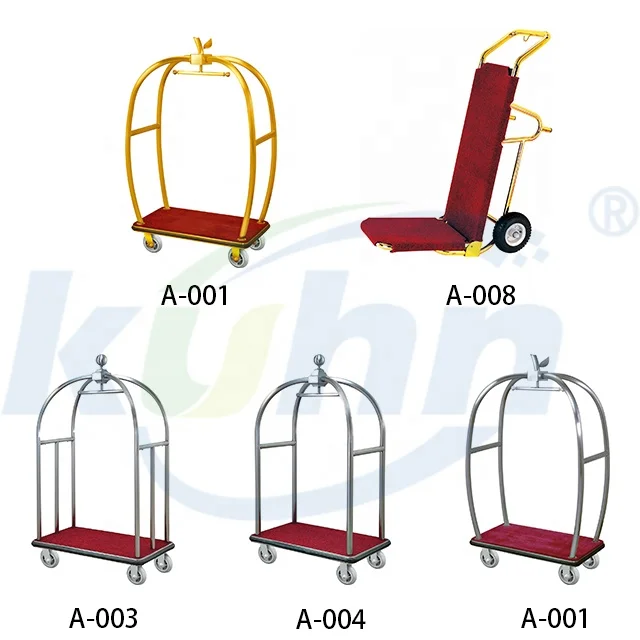 5 stars hotel luggage trolley 6 inches wheels sand steel service hotel trolley