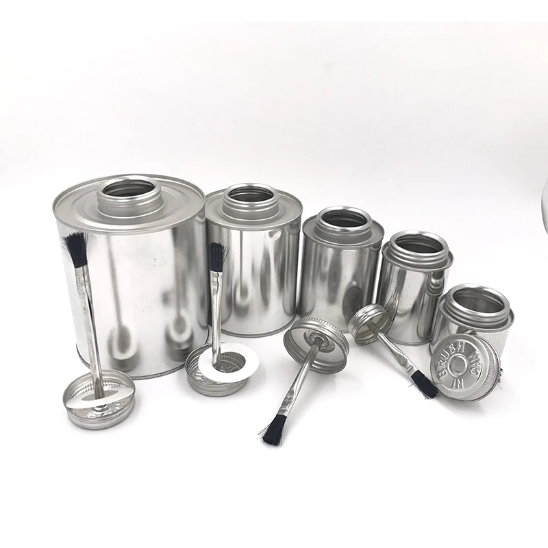 2oz-32oz glue utility screw top tin can manufacturer  with brush metal monotop can for packing pvc cement